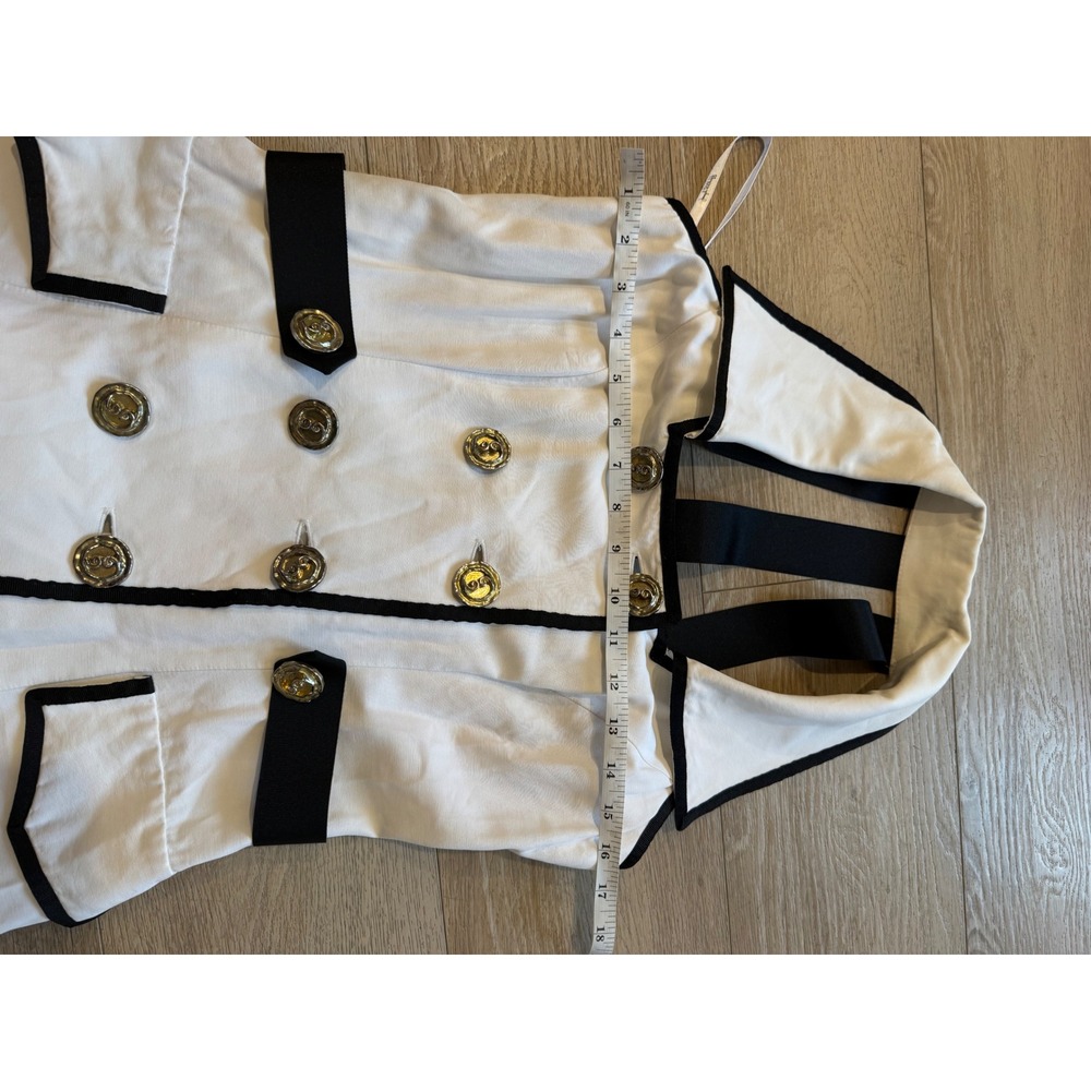 Joseph Ribkoff Vintage Pin Up Romper White Black Double Breasted Halter Size 6 - Picture 12 of 14